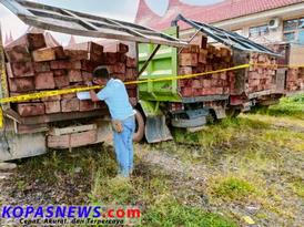 Jajaran Reskrim Polres Solsel melakukan pengecekan dugaan kayu illegal di Mako Polres Solsel