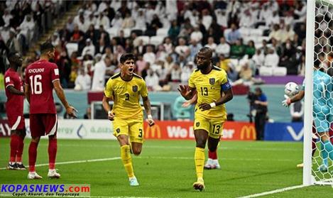 Kapten Timnas Ekuador Valencia berhasil membawa timnya unggul 2-0 dari Timnas Qatar selaku tuan rumah Piala Dunia 2022. Foto/Istimewa