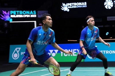 Fajar/Rian melaju ke Final Malaysia Terbuka 2023. Foto/PBSI