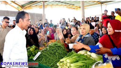 Presiden Joko Widodo pantau pasar rakyat Kabupaten Merangin, Provinsi Janji (3/4)